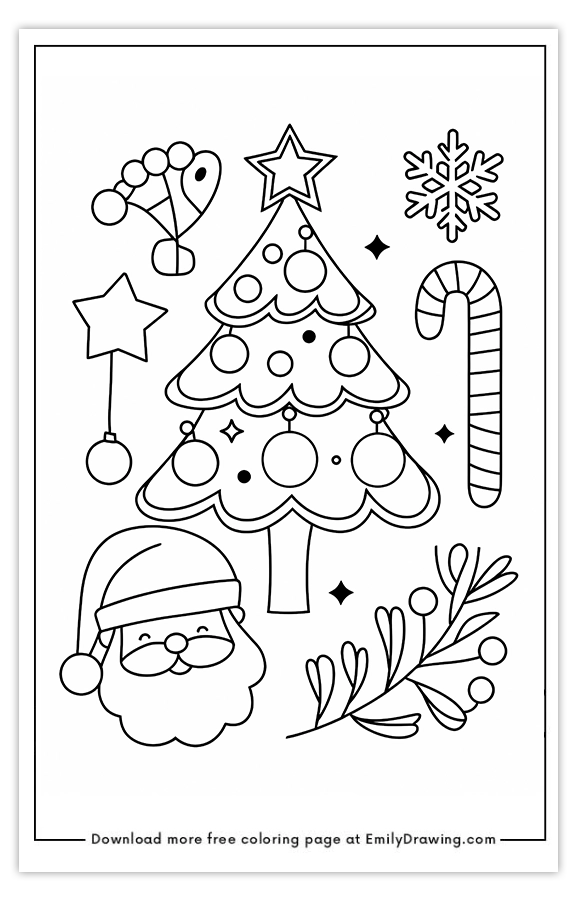 Free printable Festive Christmas Collection coloring pages with PDF files for download and printing!