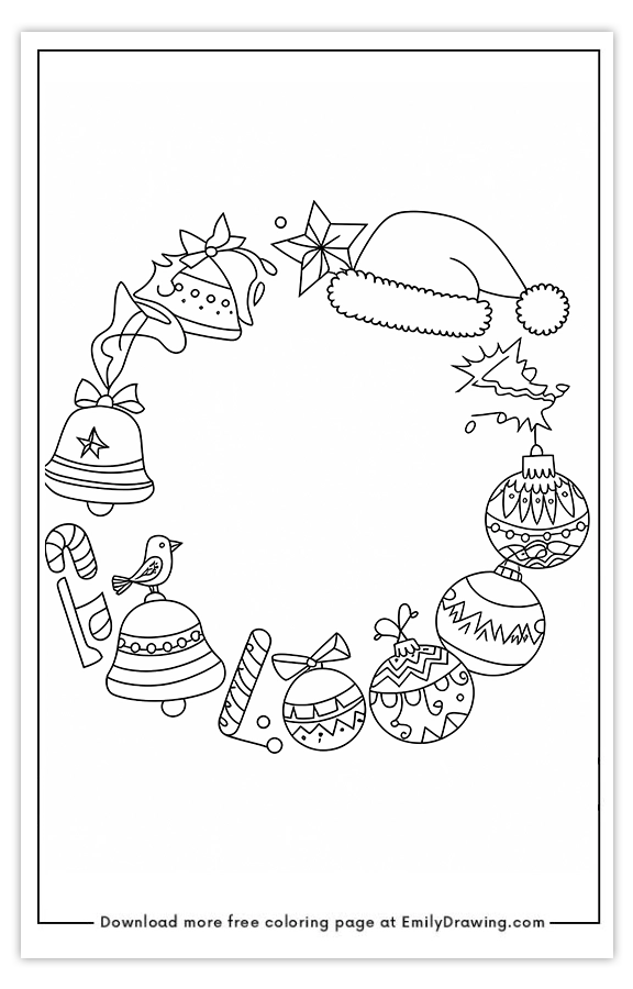 Free printable Festive Holiday Circle of Cheer coloring pages with PDF files for download and printing!