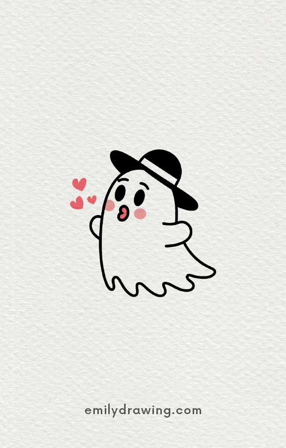 Ghost Blowing Kisses - Easy Cute Ghost Drawing Ideas for kids