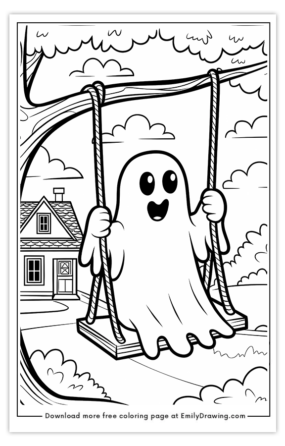 Free printable Ghost Eating Halloween Candy coloring pages with PDF files for download and printing!