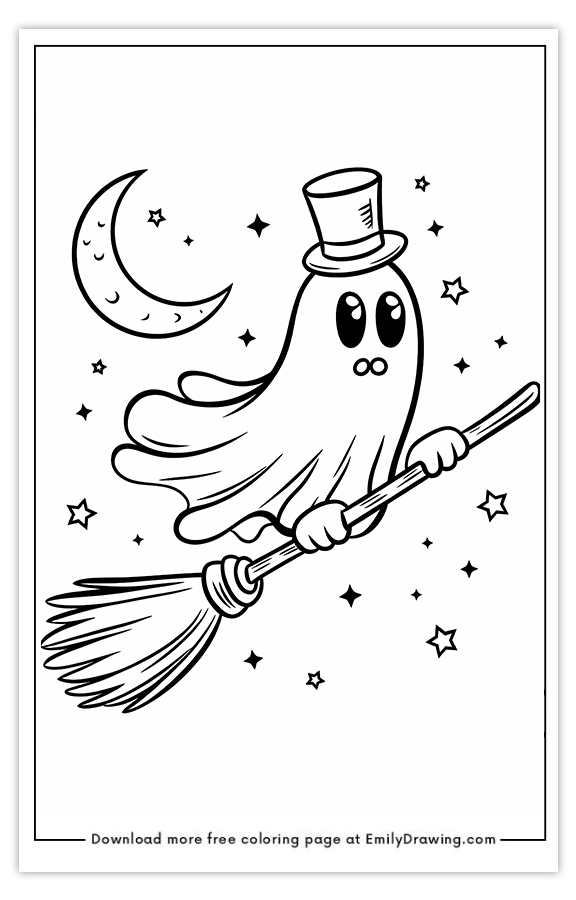 Free printable Ghost Flying with Bats coloring pages with PDF files for download and printing!