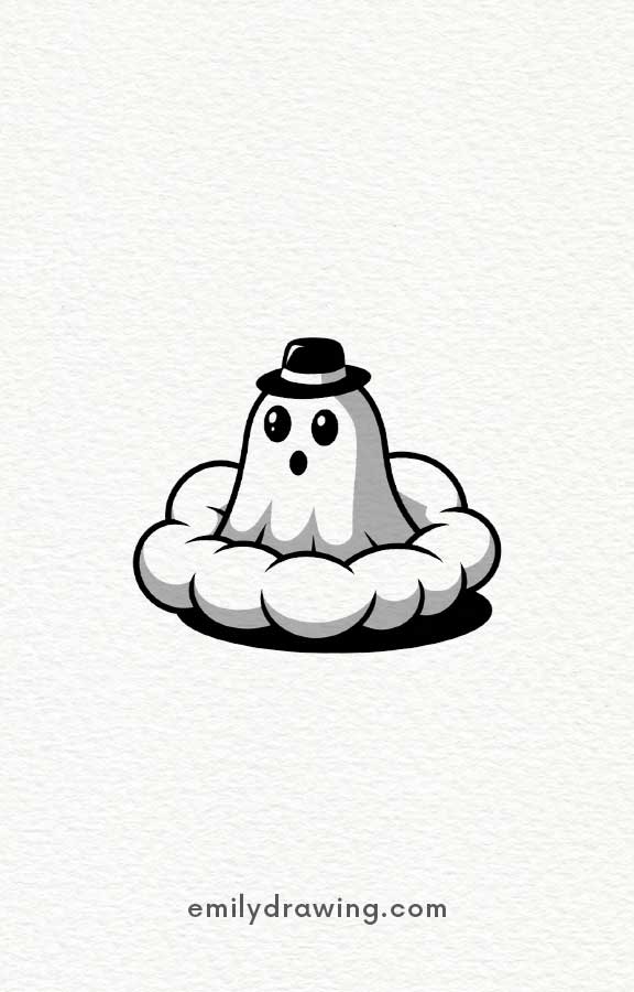 Ghost and a Cloud Pillow - Easy Cute Ghost Drawing Ideas for kids