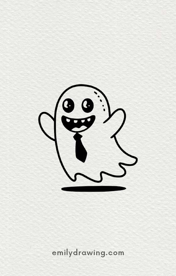 Ghost with Sparkling Stars - Easy Cute Ghost Drawing Ideas for kids