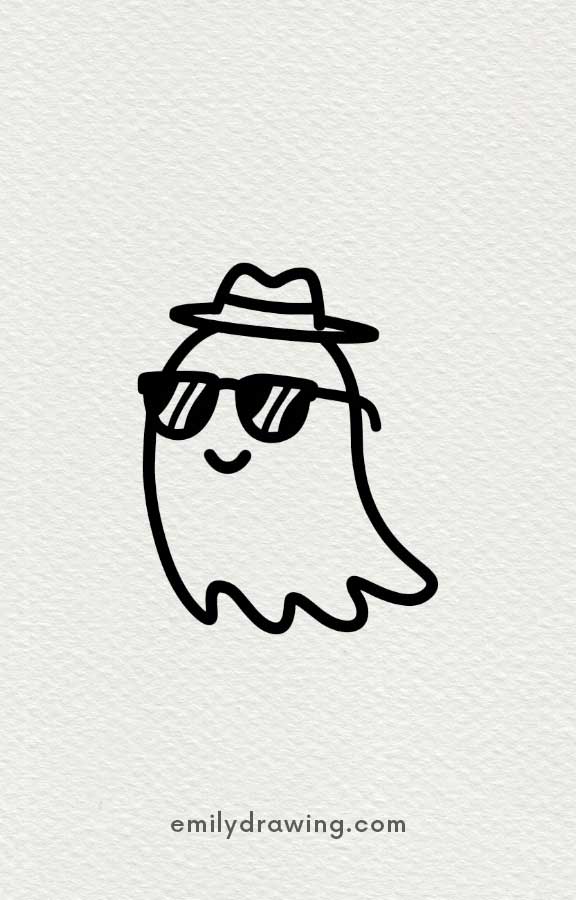 Ghost with SunGlasses - Easy Cute Ghost Drawing Ideas for kids