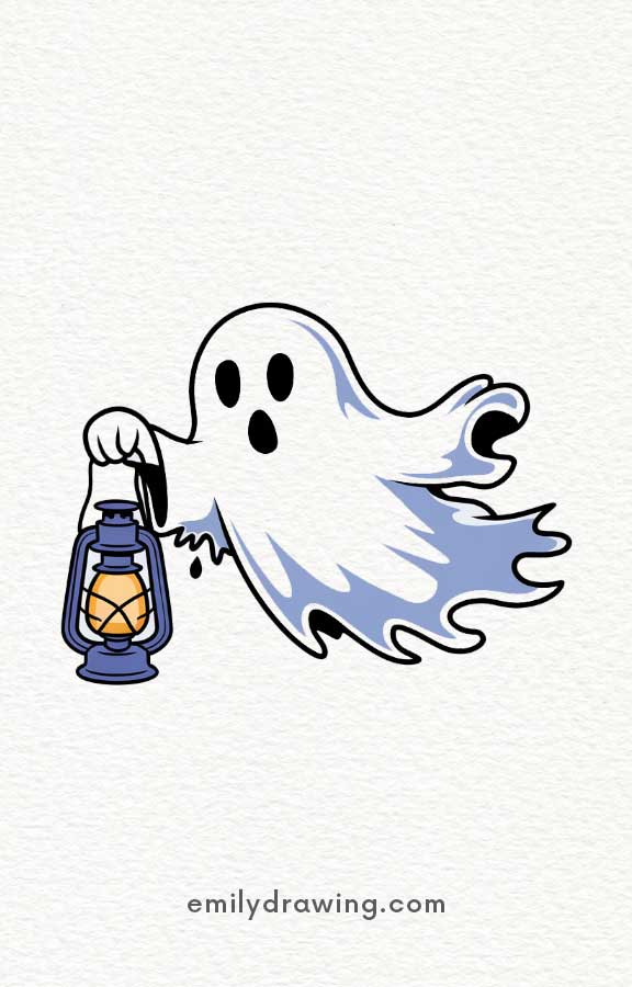 Ghost with a Lantern - Easy Cute Ghost Drawing Ideas for kids