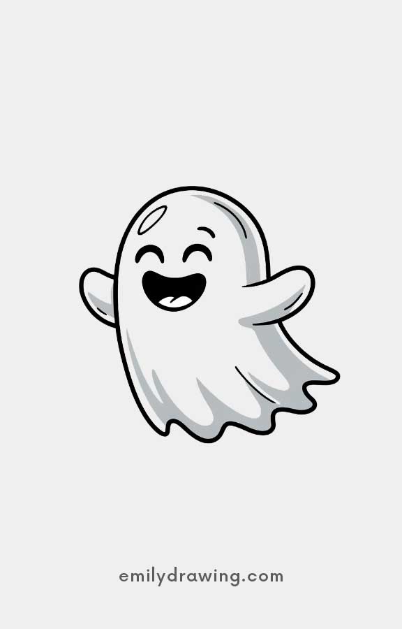 Giggly Ghost - Easy Cute Ghost Drawing Ideas for kids