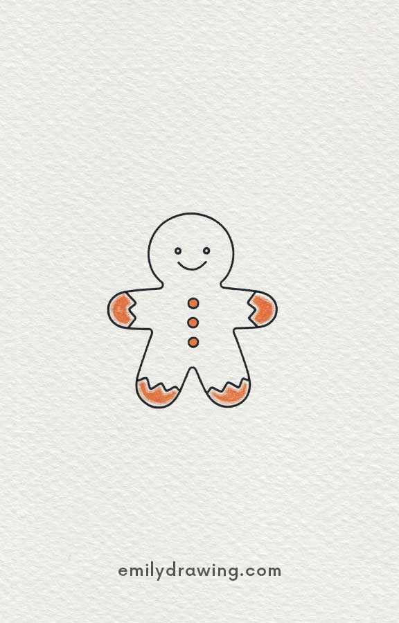 Gingerbread Man - Easy Cute Christmas Drawing Ideas for kids