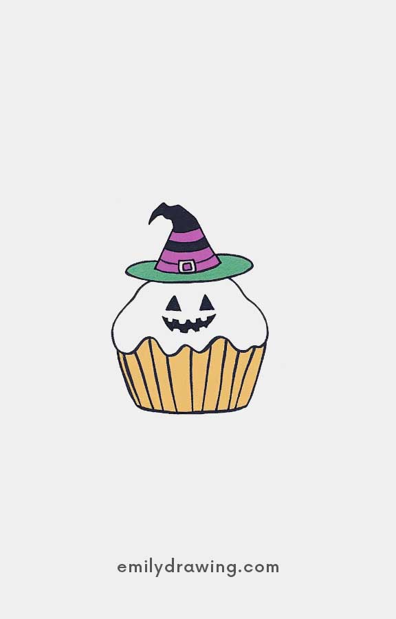 Halloween Cupcake - Easy Cute Halloween Drawing Ideas for kids