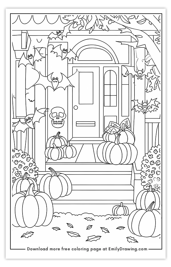 Free printable Halloween Decorations coloring pages with PDF files for download and printing!