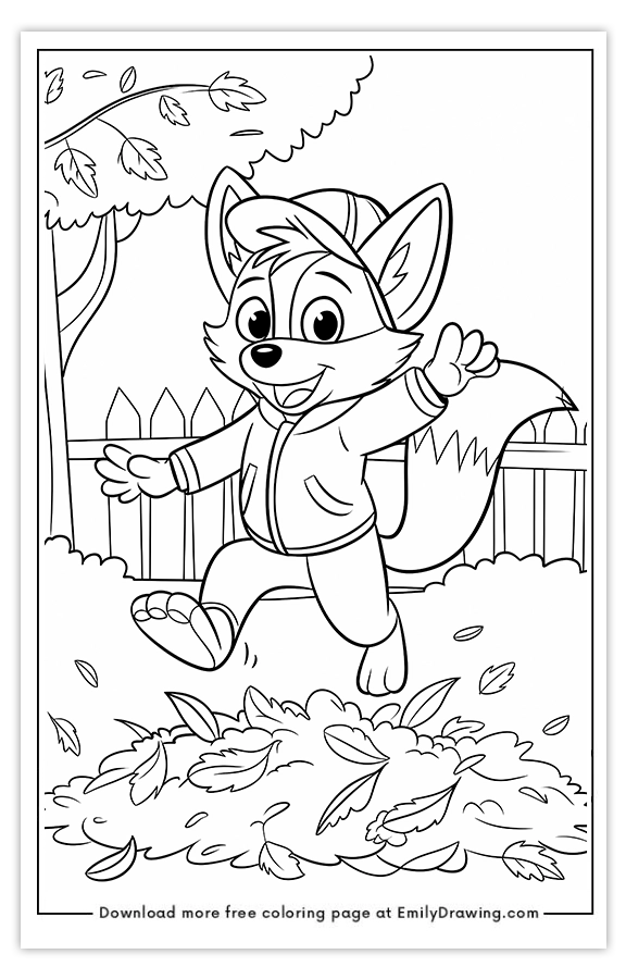 Free printable Happy Fox Jumping  coloring pages with PDF files for download and printing!