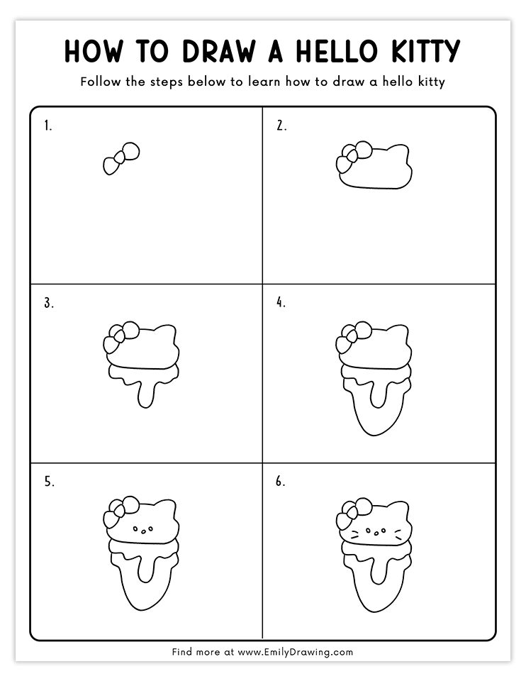 Simple Hello Kitty ice cream drawing tutorial for beginners.