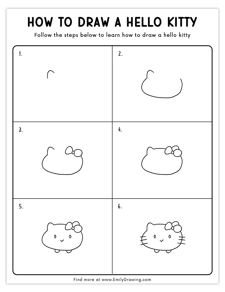 Easy Hello Kitty figure drawing tutorial for all ages.