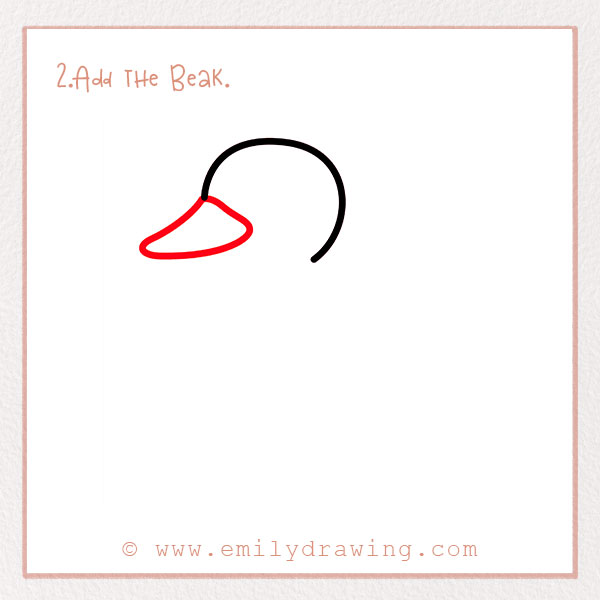 How to Draw a Duck - Step 2: Add the Beak