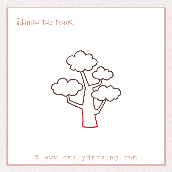 How to Draw a Pine Tree - Step 8 – Finish the trunk.