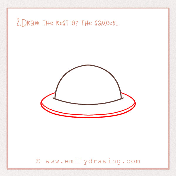 How to Draw an Alien - Step 2 – Draw the rest of the saucer.