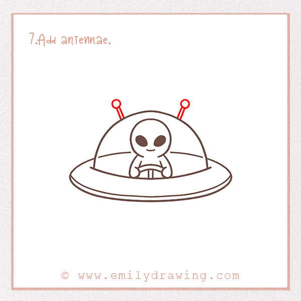 How to Draw an Alien - Step 7 – Add antennae.