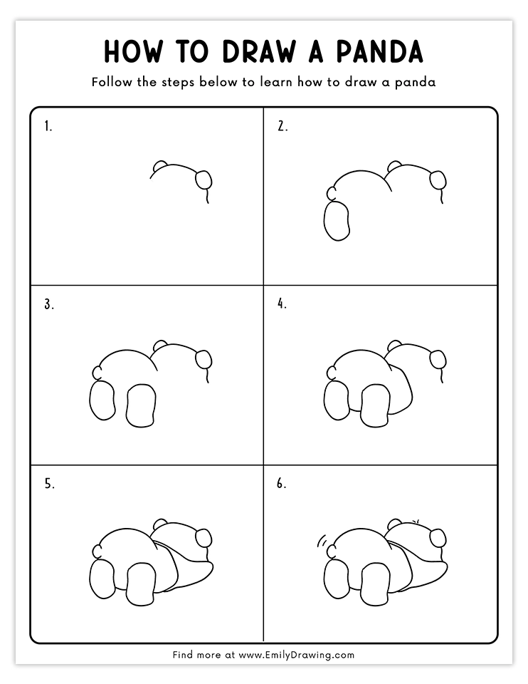 Step-by-step guide for drawing a panda crawling on all fours, perfect for kids and beginner artists.