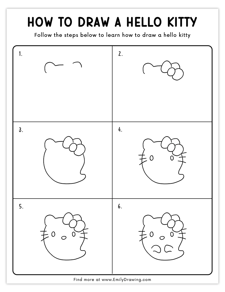 Simple tutorial to draw Hello Kitty in a sitting pose.