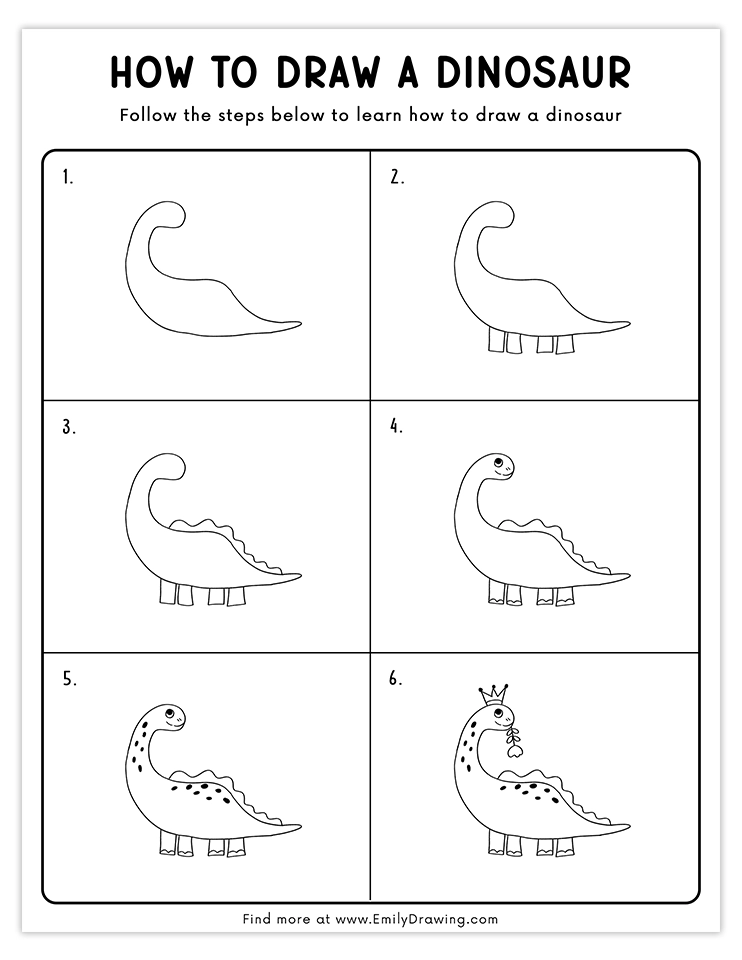 Learn to draw a royal dinosaur wearing a crown and holding a flower.