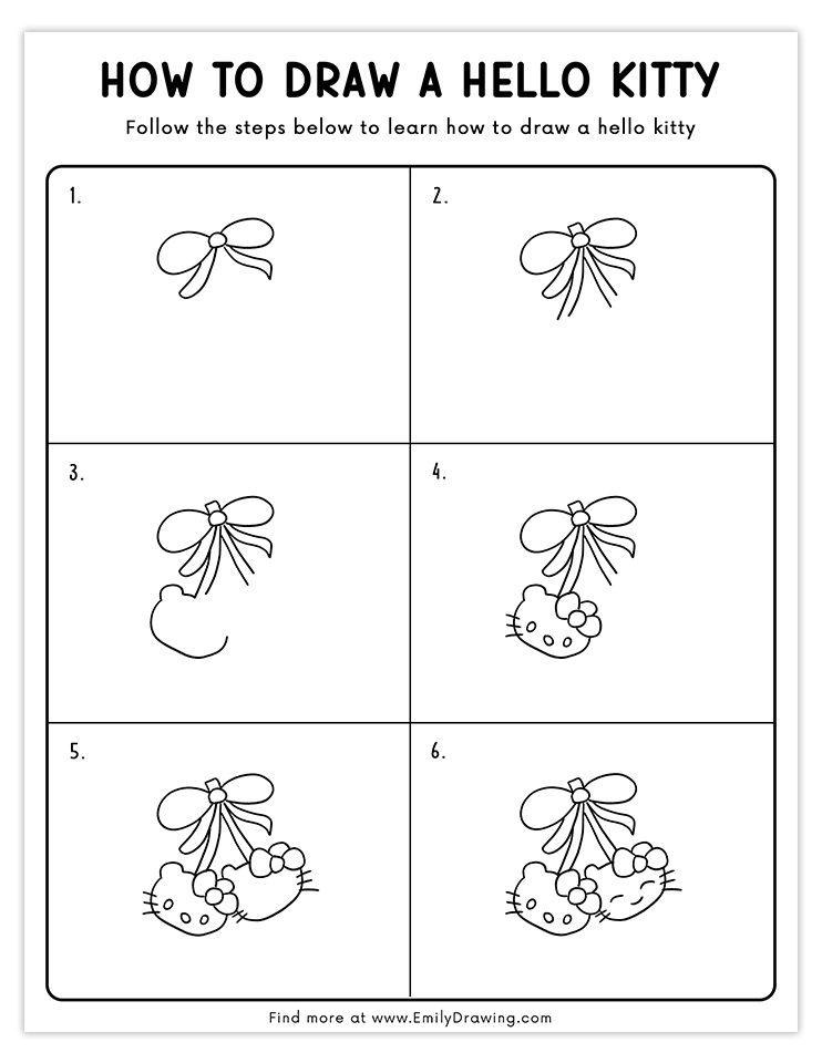 Step-by-step tutorial to draw a Hello Kitty charm with bows.