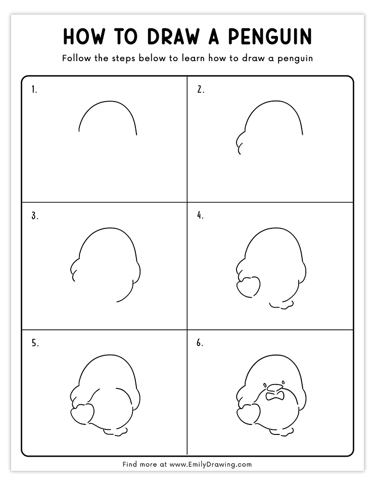 Adorable penguin drawing featuring a bow tie and playful pose, ideal for drawing tutorials.