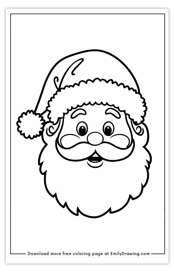 Free printable Jolly Santas Cheerful Face coloring pages with PDF files for download and printing!