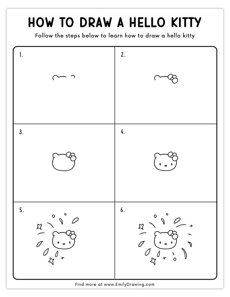 Fun tutorial to draw Hello Kitty surrounded by fireworks.