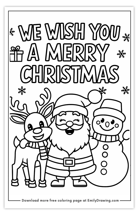 Free printable Merry Christmas Trio coloring pages with PDF files for download and printing!