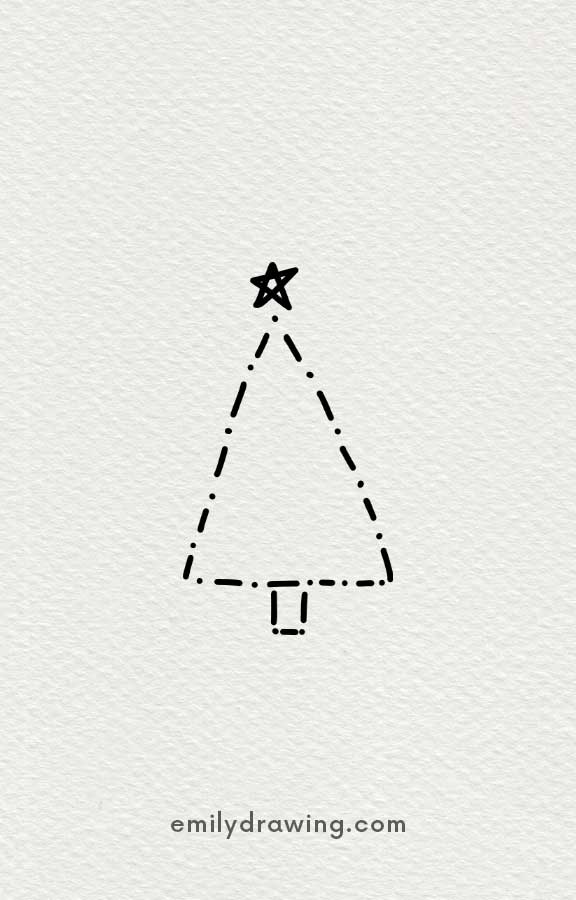 Simple black abstract Christmas tree with geometric triangle shape.