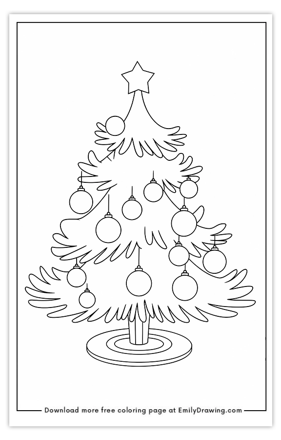 Free printable Ornamented Christmas Tree Delight coloring pages with PDF files for download and printing!