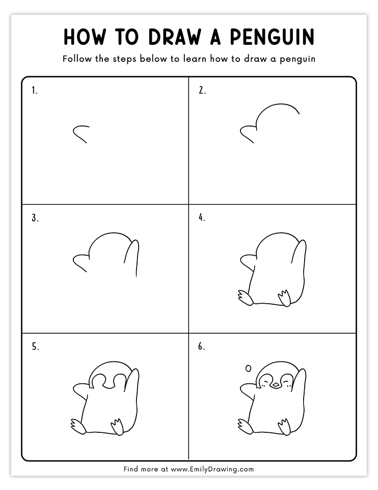 Charming drawing of a playful penguin tossing a ball, perfect for fun tutorials.