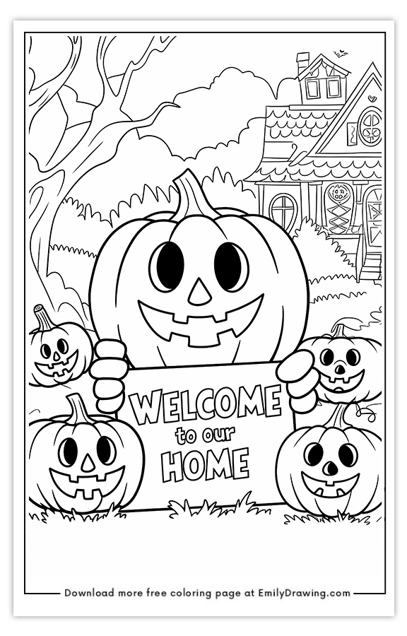 Free printable Pumpkin Family coloring pages with PDF files for download and printing!