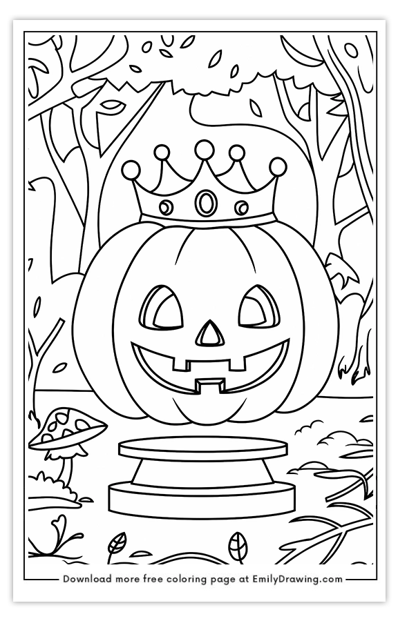 Free printable Pumpkin Wearing a Princess Crown coloring pages with PDF files for download and printing!