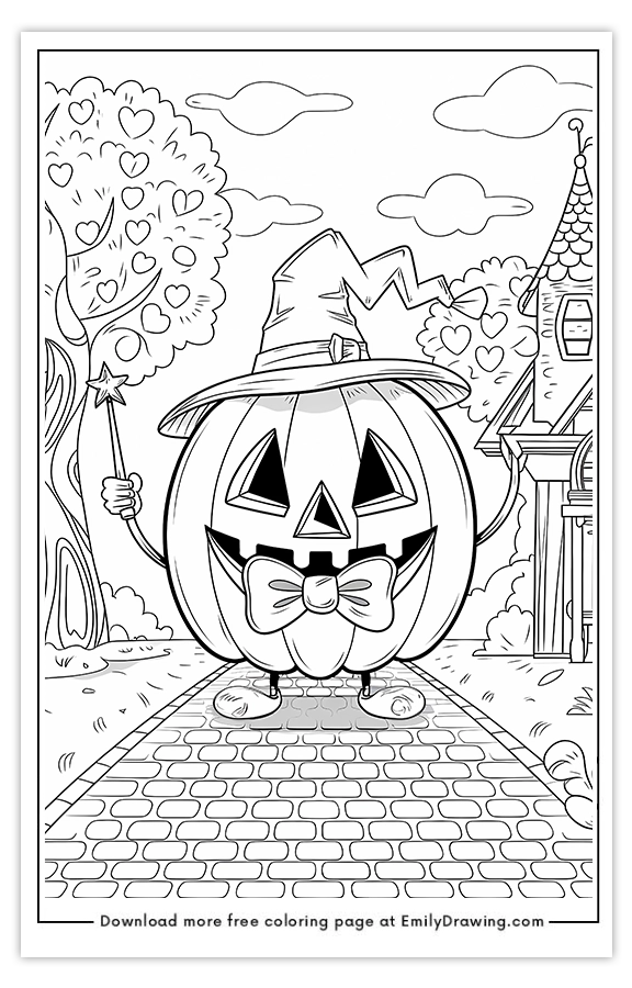 Free printable Pumpkin with Holdinga Magic Wand coloring pages with PDF files for download and printing!