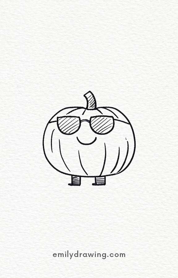 Pumpkin with sun Glasses - Easy Cute Pumpkin Drawing Ideas for kids