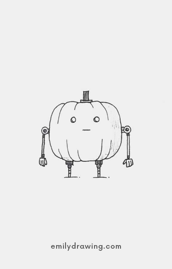 Rainbow Robot - Easy Cute Pumpkin Drawing Ideas for kids