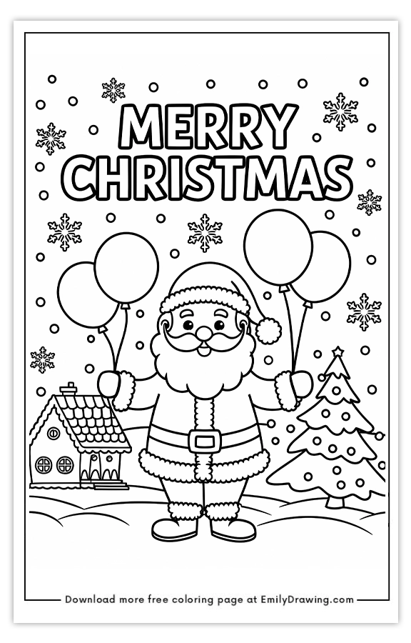 Free printable Santas Balloon Adventure coloring pages with PDF files for download and printing!