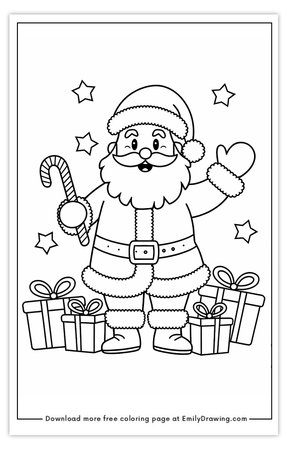 Free printable Santas Festive Gift-Giving Cheer coloring pages with PDF files for download and printing!