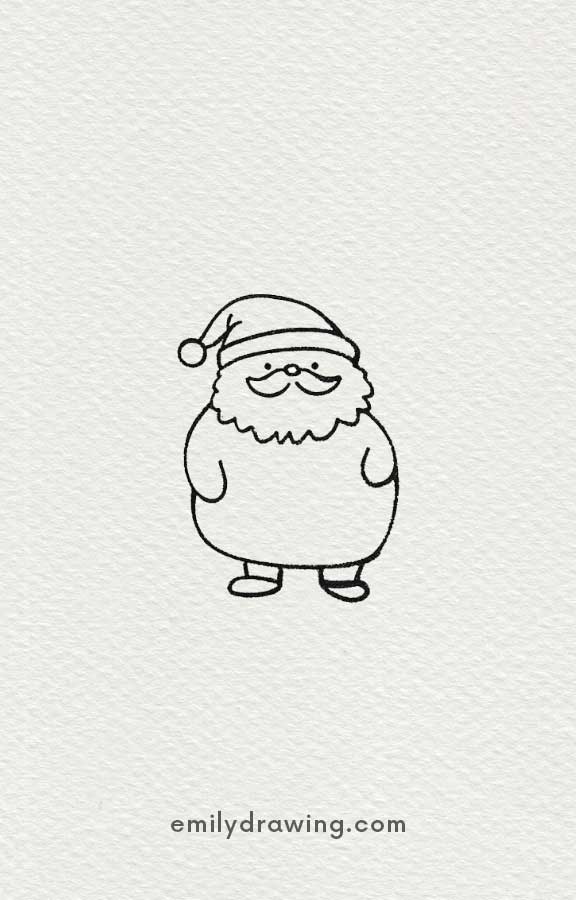 Minimalist Santa Claus illustration with a round body and hat.