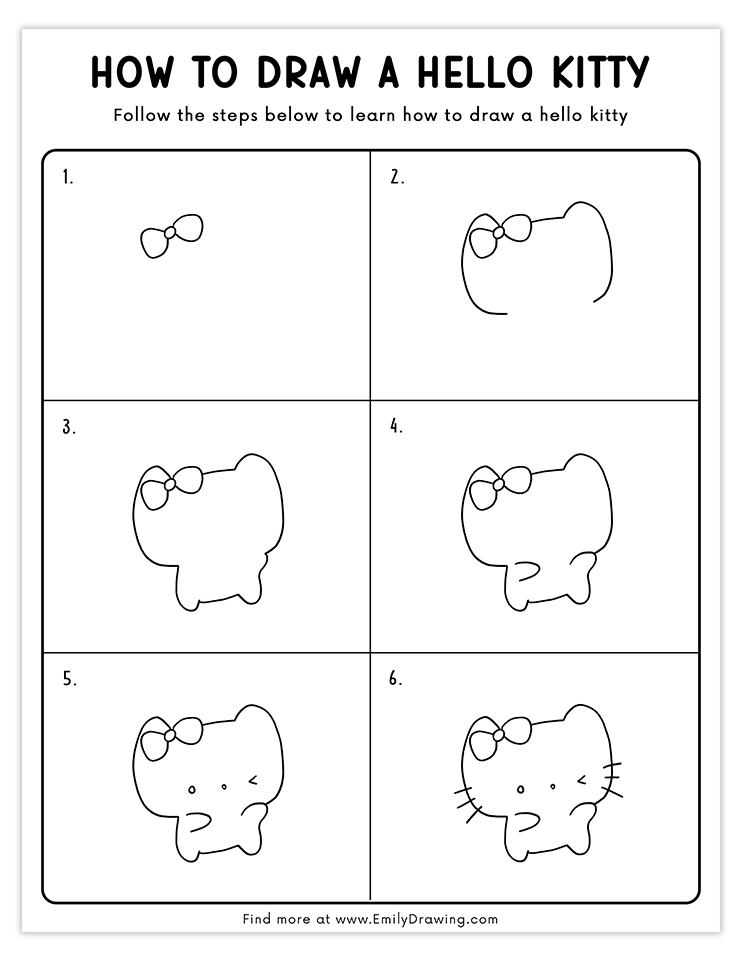 Simple tutorial to draw Hello Kitty winking playfully.