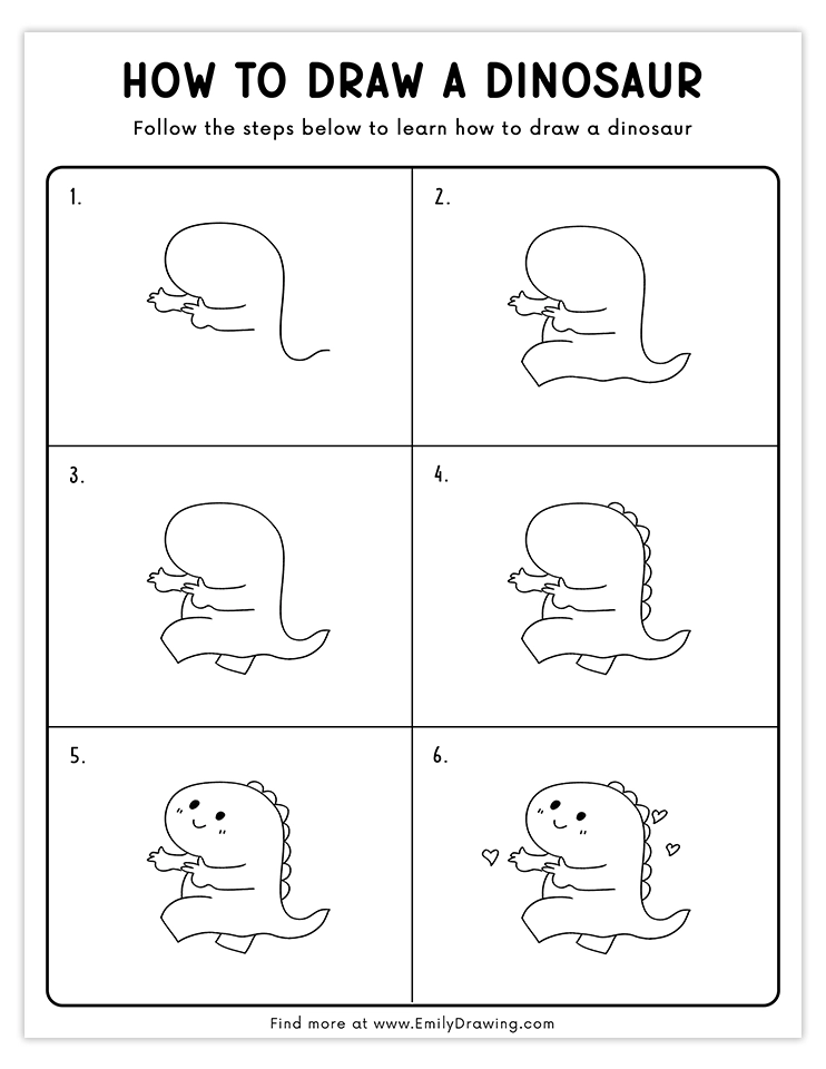 How to draw an adorable hugging dinosaur with hearts in simple steps.