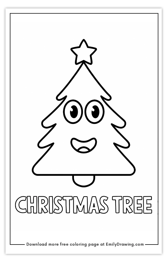 Free printable Smiling Christmas Tree Fun coloring pages with PDF files for download and printing!