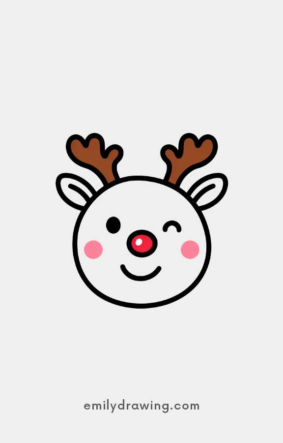 Smiling Reindeer - Easy Cute Christmas Drawing Ideas for kids