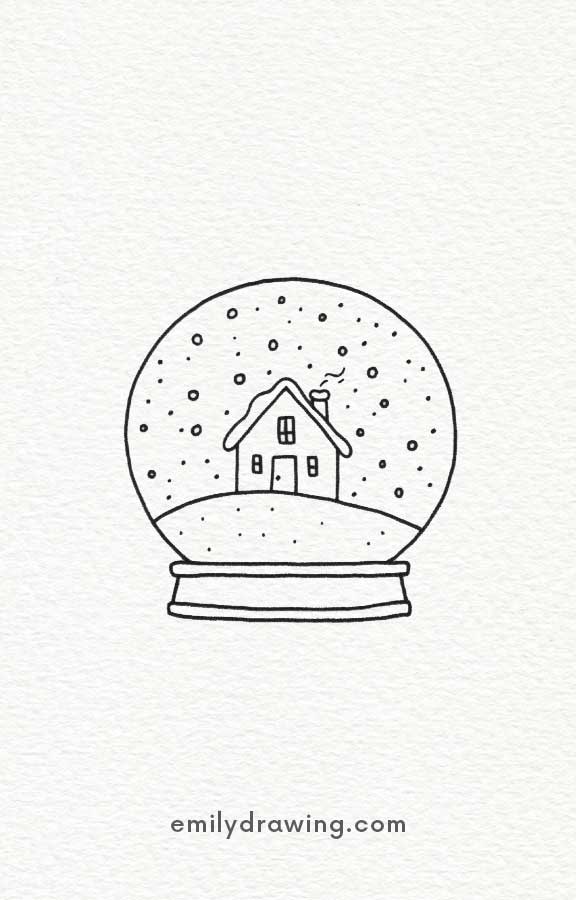 Snow Globe - Easy Cute Christmas Drawing Ideas for kids