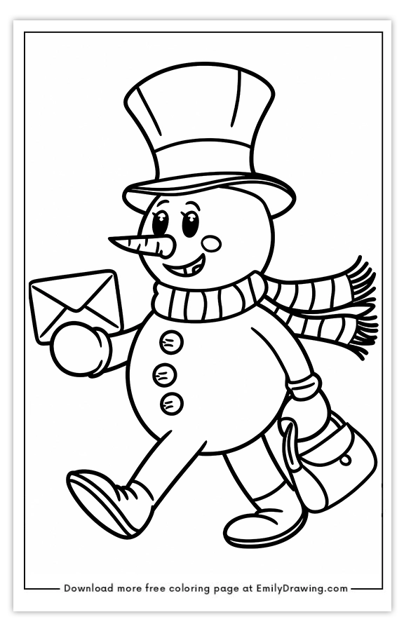 Free printable Snowmans Cheerful Winter Delivery coloring pages with PDF files for download and printing!