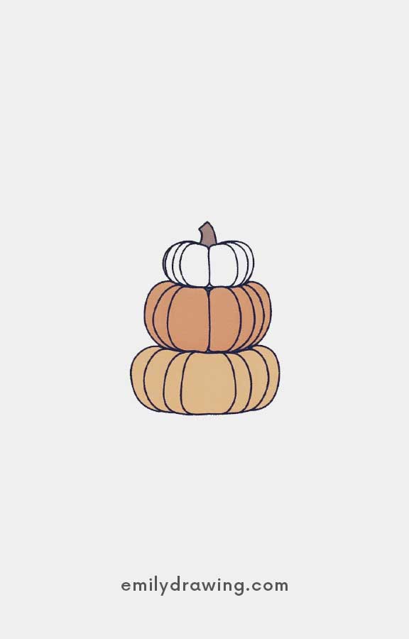 Stacked Pumpkins - Easy Cute Pumpkin Drawing Ideas for kids