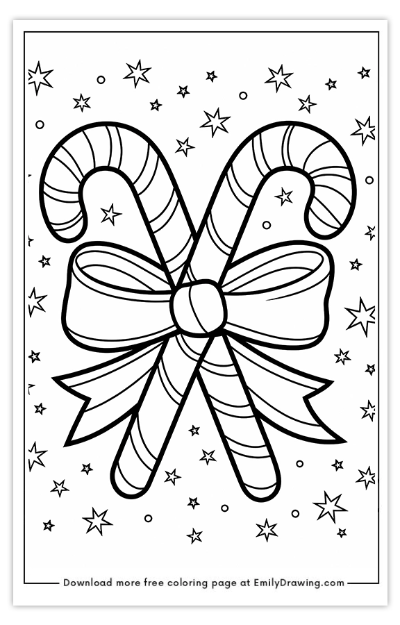 Free printable Sweet Candy Cane Delight coloring pages with PDF files for download and printing!