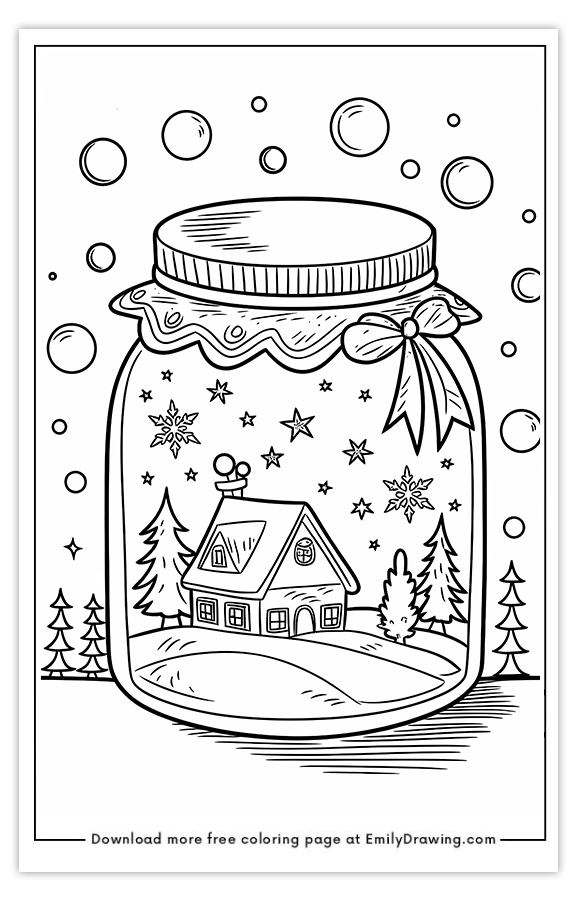 Free printable Winter Wonderland in a Jar coloring pages with PDF files for download and printing!