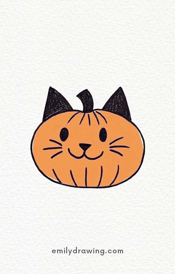 a cat pumpkin - Easy Cute Pumpkin Drawing Ideas for kids