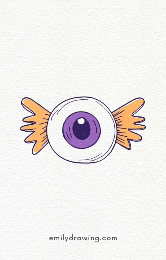 a eyeball Candy - Easy Cute Halloween Drawing Ideas for kids